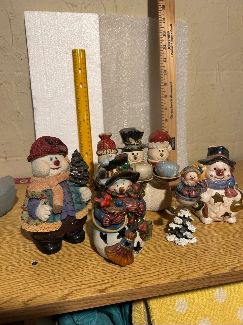 Festive Snowman Ceramic Figurine Set - Multicolor